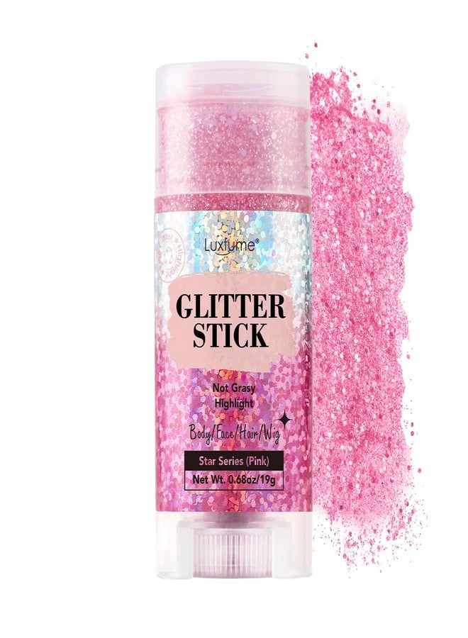 Luxfume Hair Glitter, Pink Glitter Stick for Hair and Body, Hair & Body Sparkle On-The-Go | Singer Concert Music Rave Festival-Ready Shimmer - Image 1